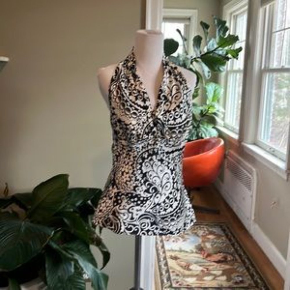 Express 93% silk, black and cream, hotter medium M